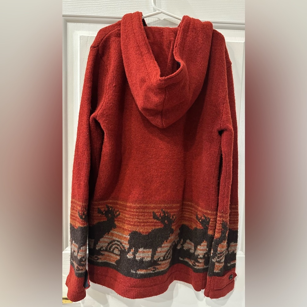 Kids Ralph Lauren Rust/Brown/Black Hooded Sweater with Moose Design - Picture 2 of 7